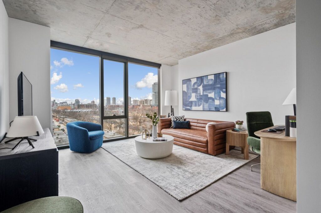 living room large windows skyline views apartments for rent chicago il