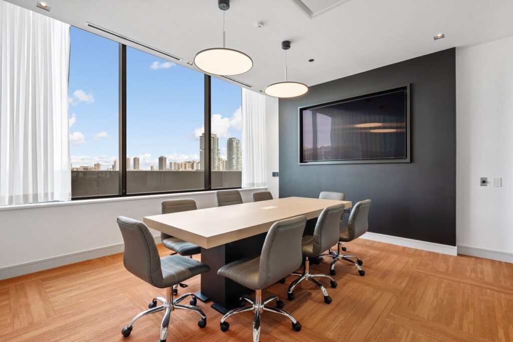 conference room with skyline view apartments for rent chicago il